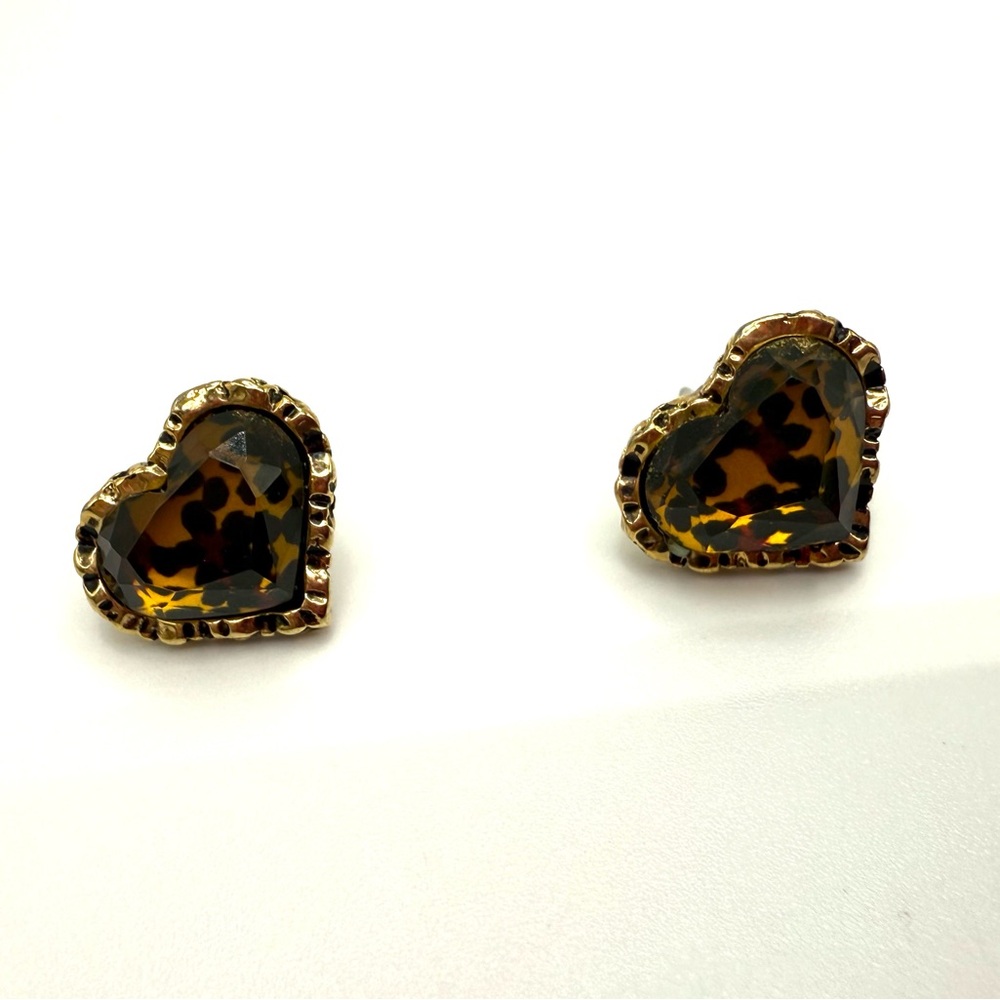Betsey Johnson Black and Gold Heart Earrings